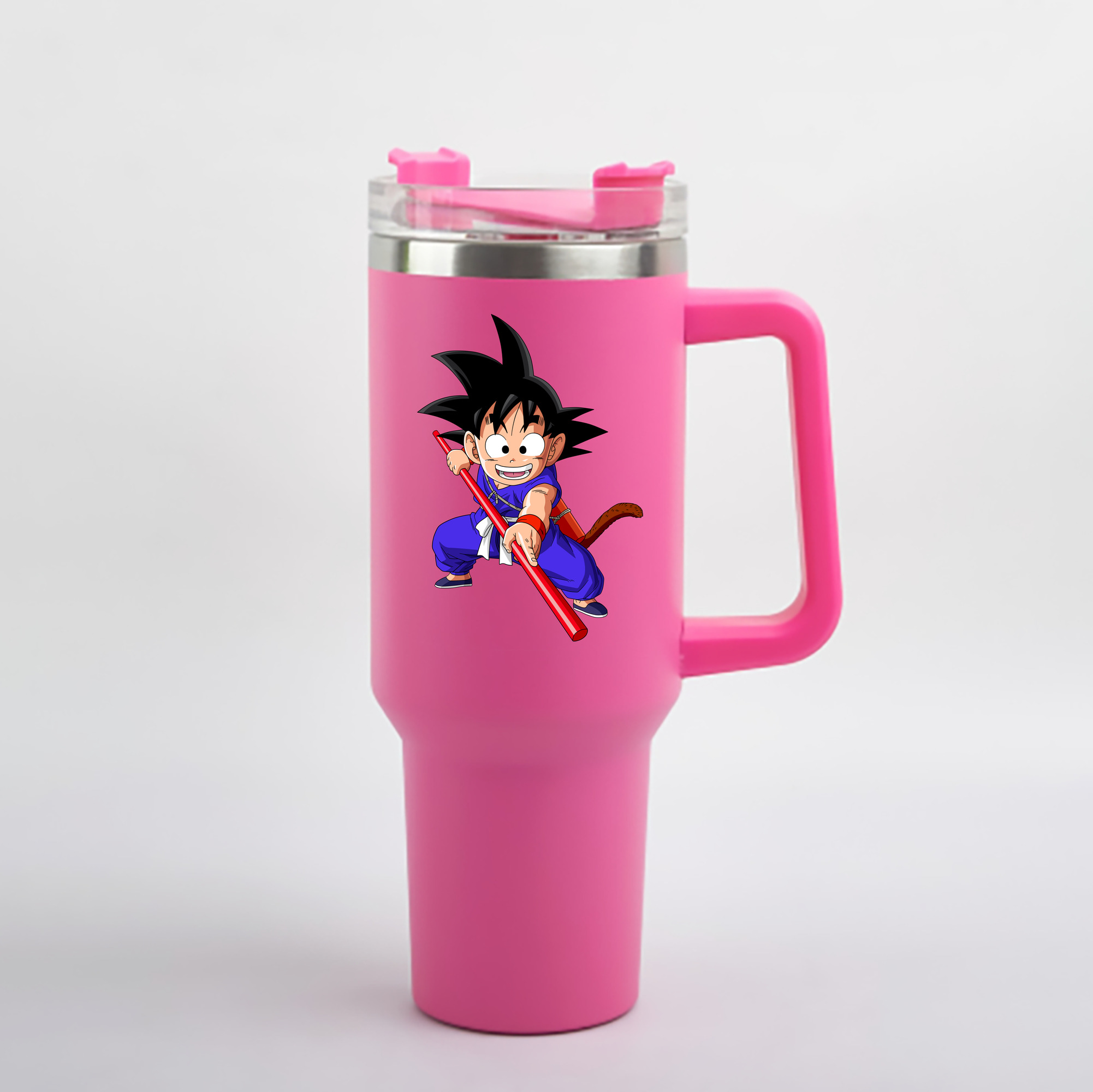 （画像用） ドラゴンボール 孫悟空（そん ごくう）Son Goku カカロット DRAGON BALL Kakarotto 1200mL車用タンブラー - クリスタルステッカー（プラスチックストロー付き）